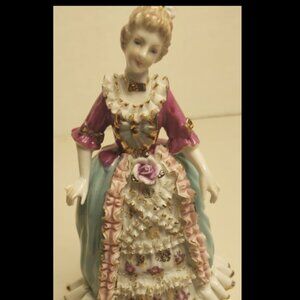 WALES Crown Label JAPAN Vintage Porcelain Lady Figurine Southern Belle (GS2)